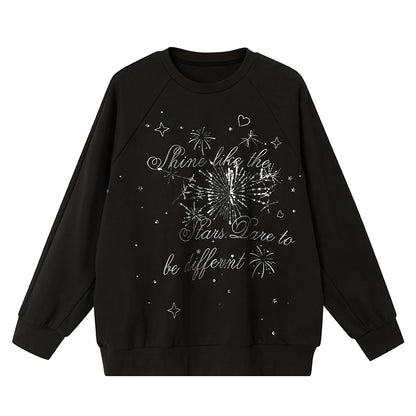 Sequined Fireworks Round Neck Raglan Sweatshirt