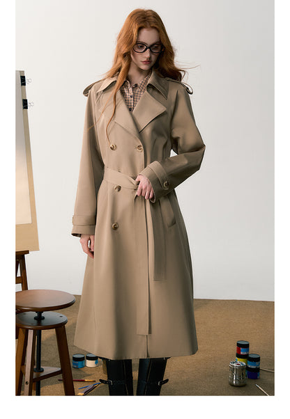 Classic Cotton Blend Double-Breasted Trench Coat