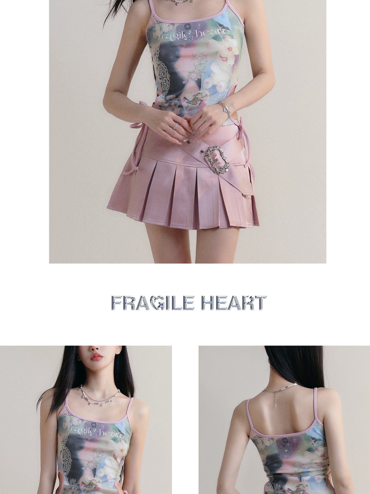 Dreamy Collage Print Side Tie Camisole Top