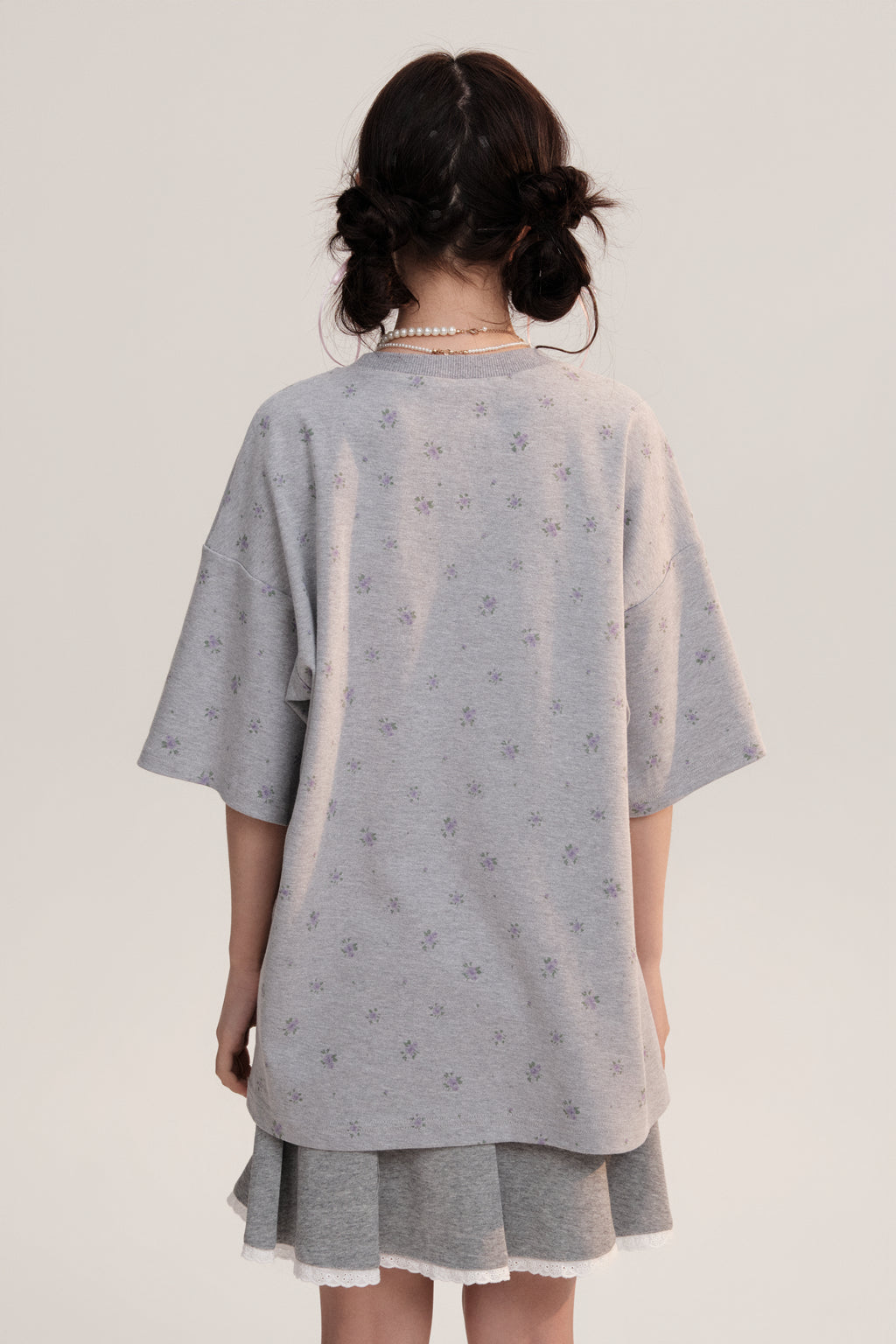 Oversized Floral Patterned Cotton T-Shirt