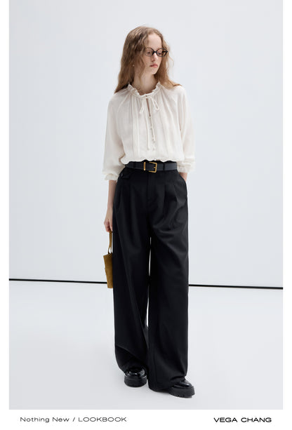 High Waist Straight Wide-Leg Floor Length Pants