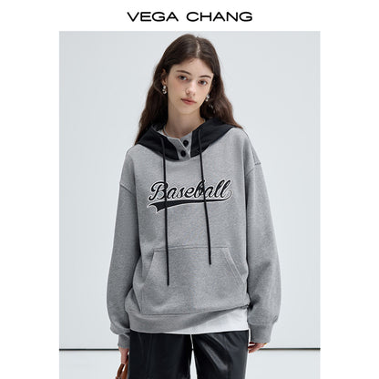 Casual Loose Fit Contrast Baseball Hoodie