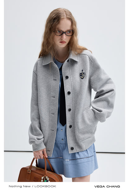 Small Patch Button-Up Shirt Jacket