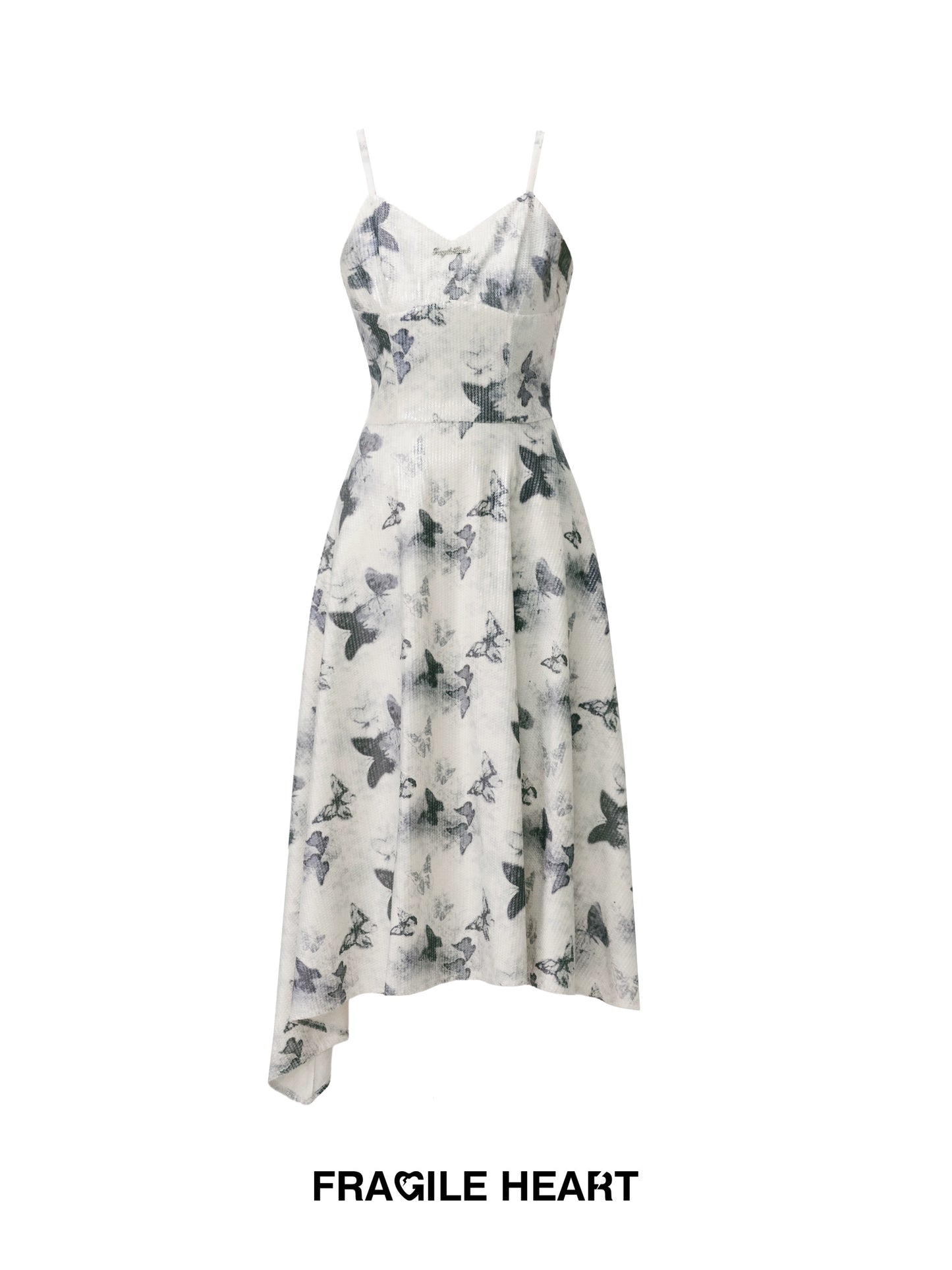 Butterfly Ink Print Camisole Dress Available In Two Lengths