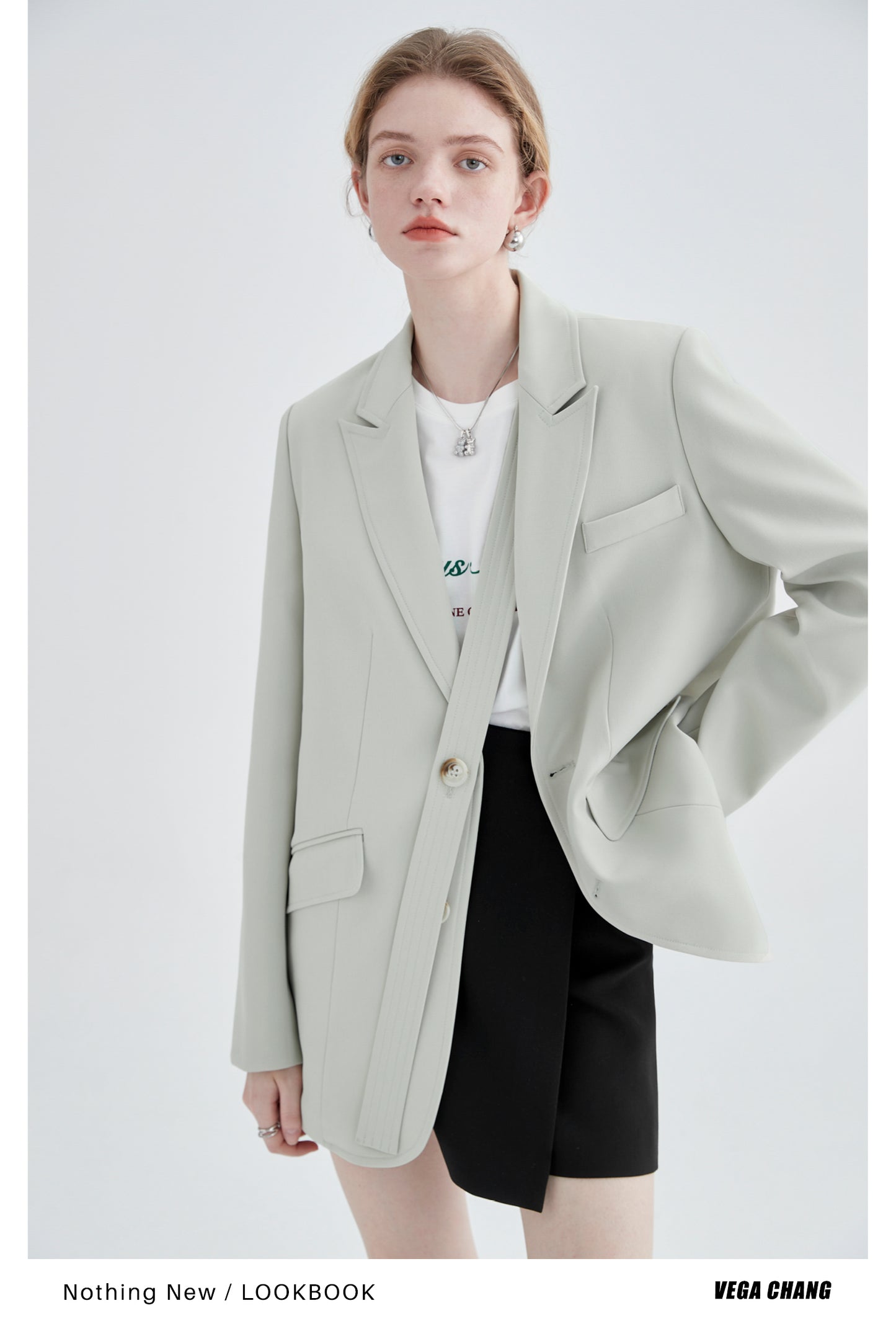 Padded Shoulder Oversized Belt Jacket