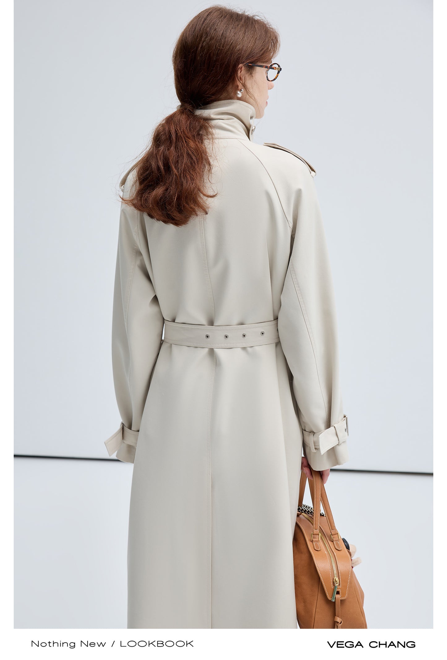 Stand Collar Double Breasted Long Trench Coat