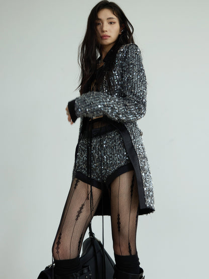 Sequined Jacket And Mini Shorts Set