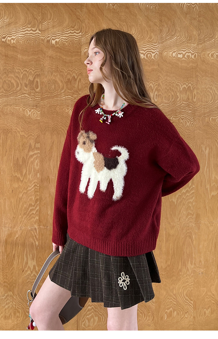 Soft Jacquard Puppy Sweater & Panda Knit Cardigan