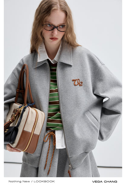 Zip Up Sweatshirt With Small Patch