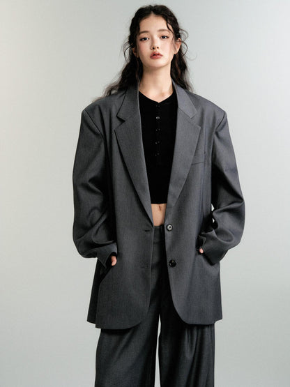 Oversized Shoulder-Padded Suit Jacket And Trousers