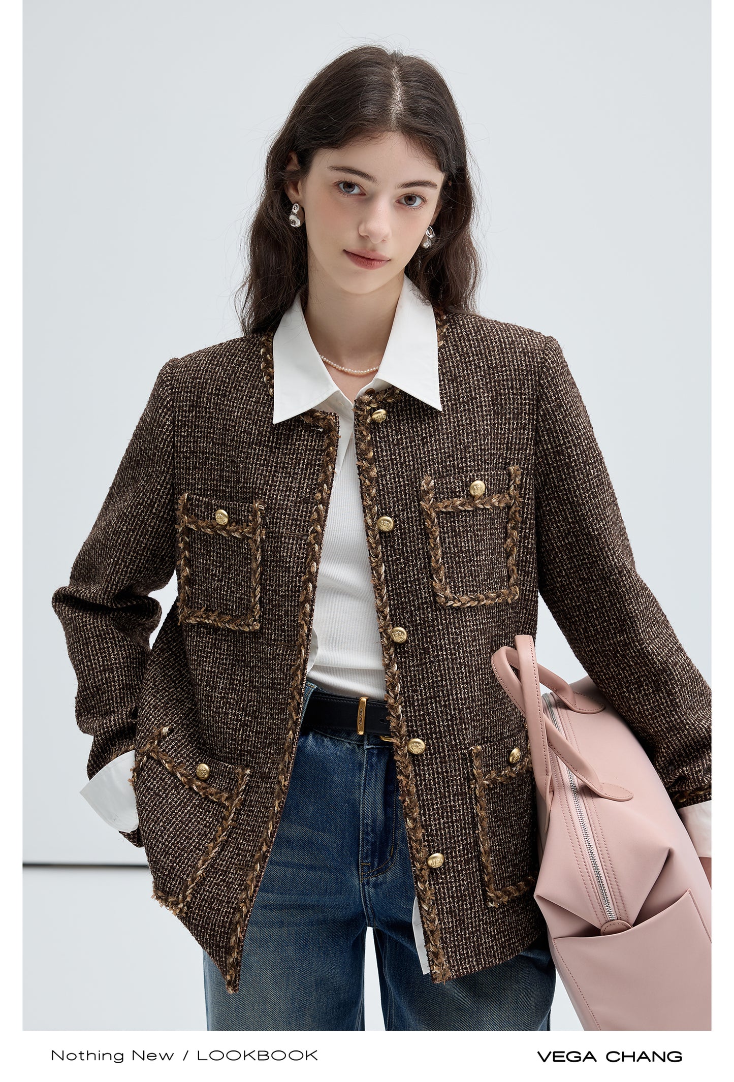 Braided Trim Wool Blend Boxy Tweed Jacket