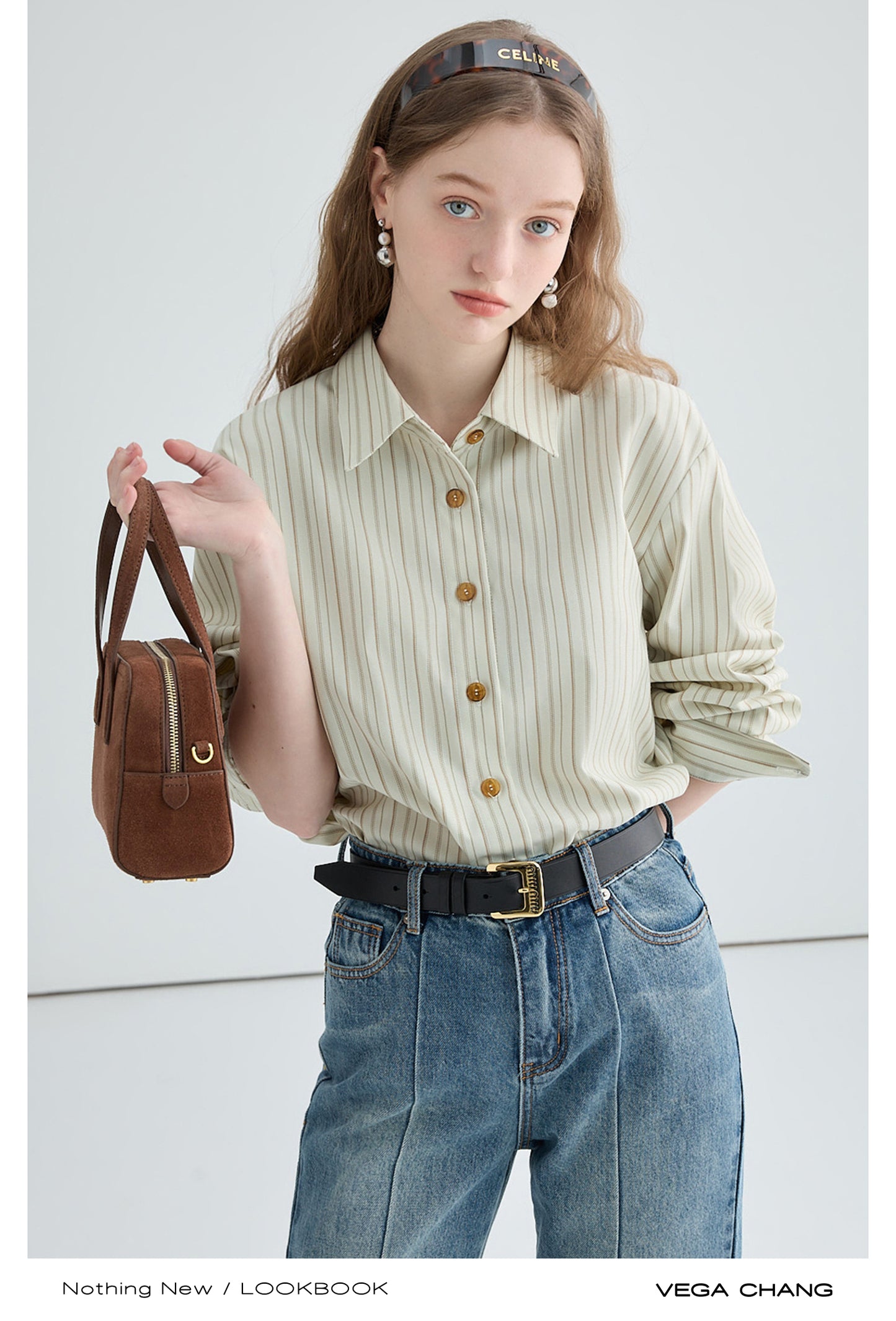 Striped Drop Shoulder Shirt With Amber Buttons