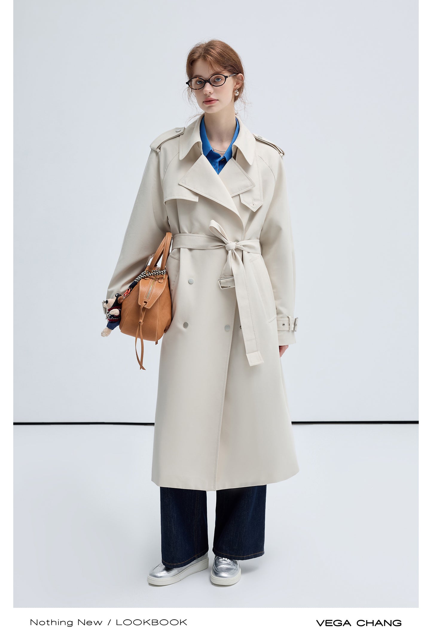 Stand Collar Double Breasted Long Trench Coat