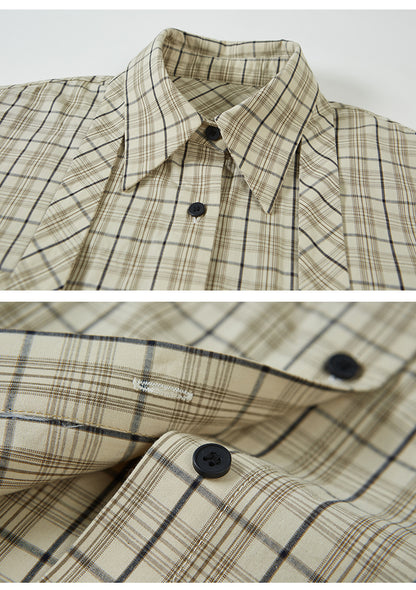 Plaid Round Hem Shirt With Removable Tie