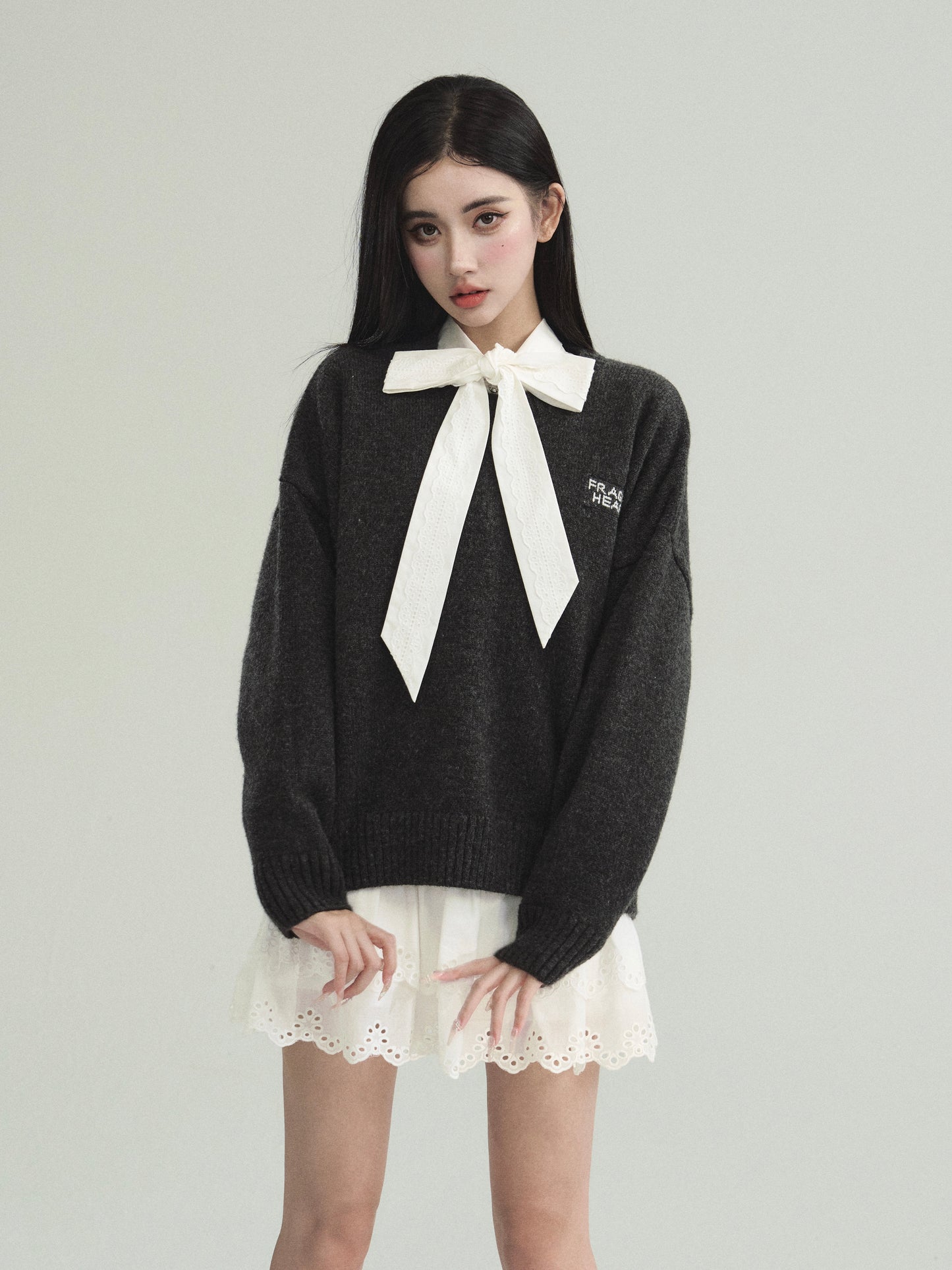 Basic Wool Blend Jacquard Logo Sweater