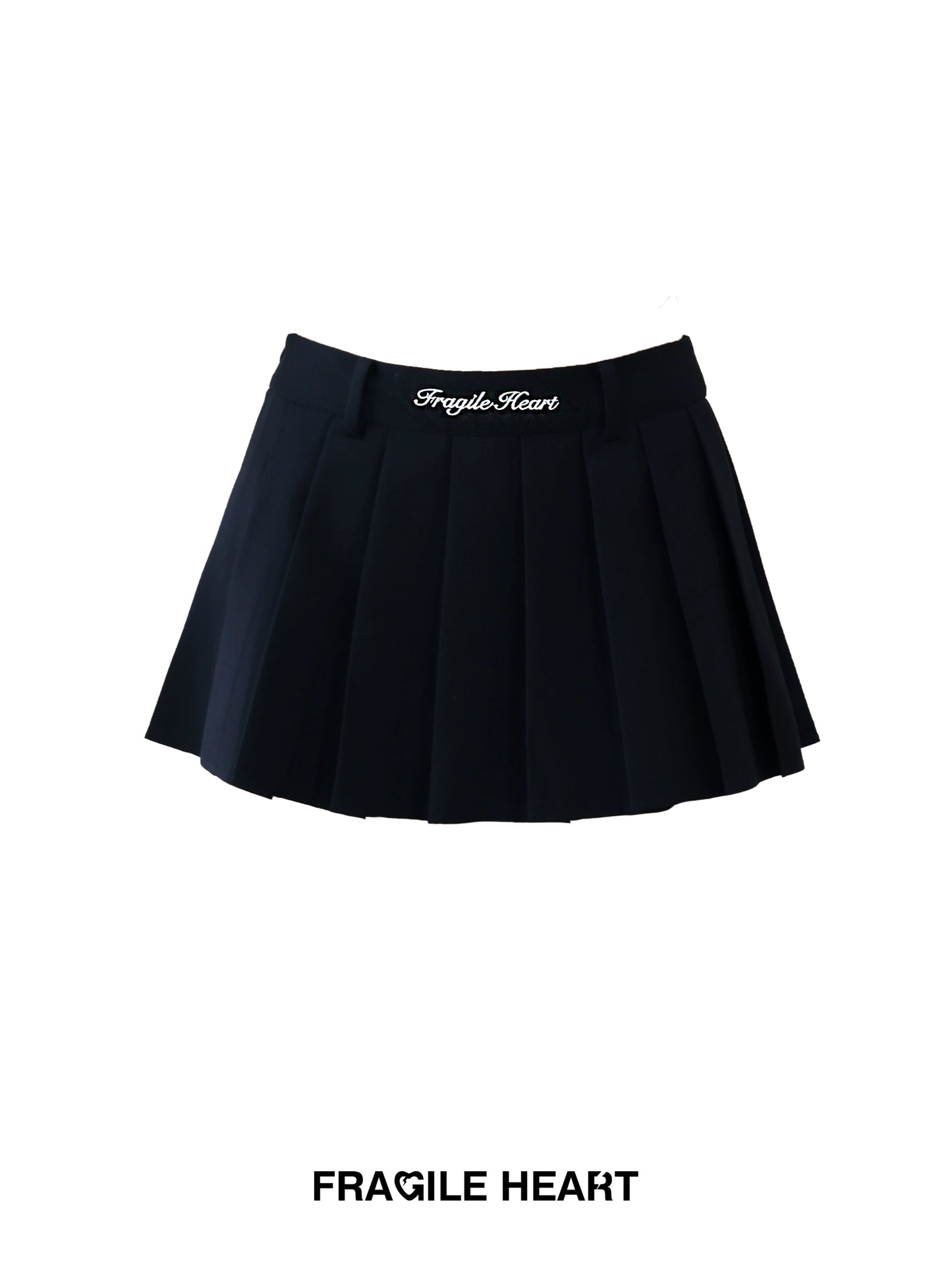 Embroidered Waistband Pleated A-Line Mini Skirt