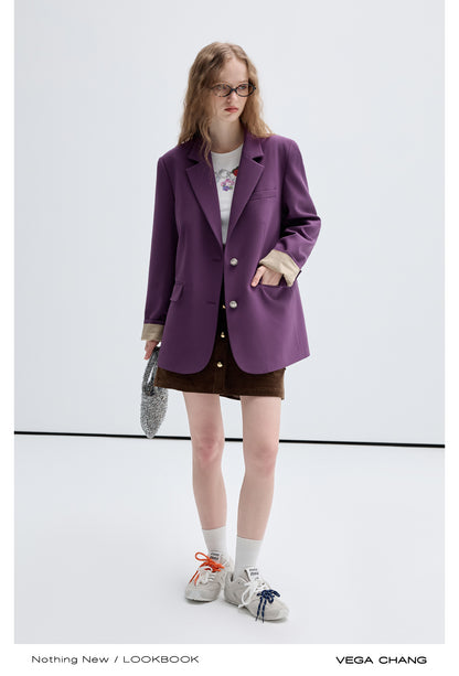 Single-Breasted Dotted Lining Oversized Blazer