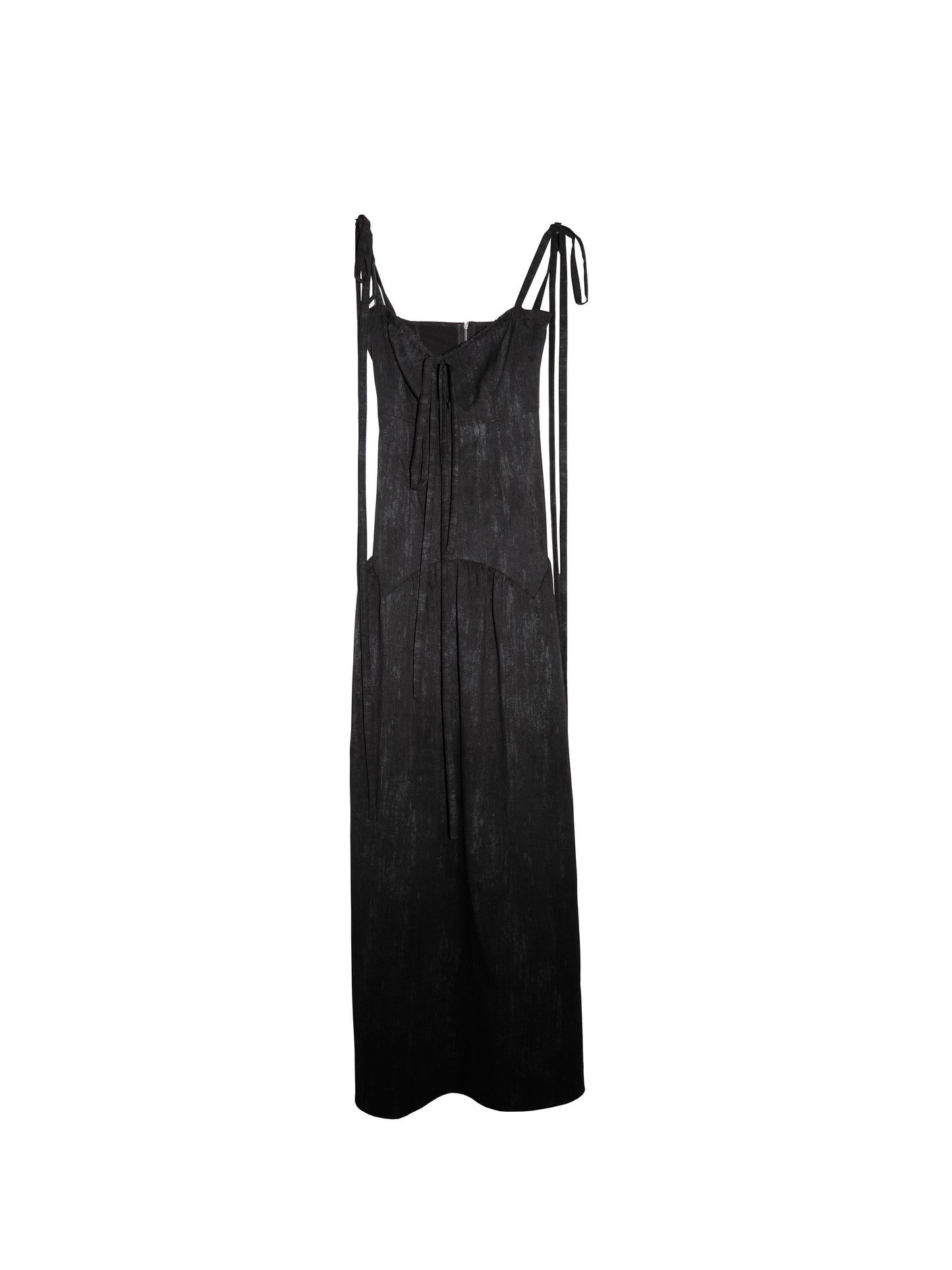 Long Tie Strap Zip-Up Maxi Camisole Dress