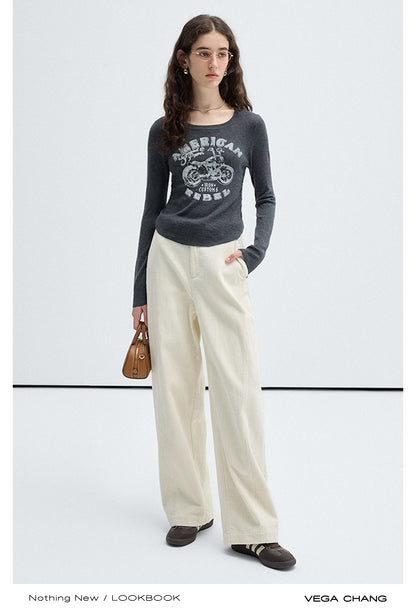 Cotton Corduroy Pants And Letter Print Hoodie