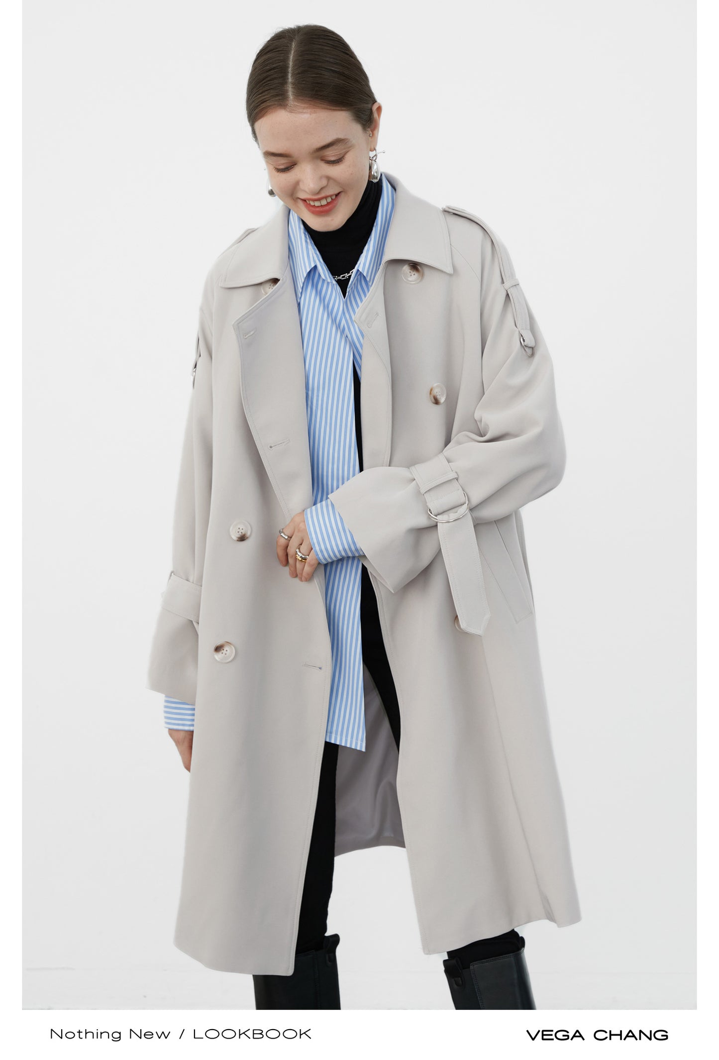 Classic Belted Double Breasted Midi Trench Coat