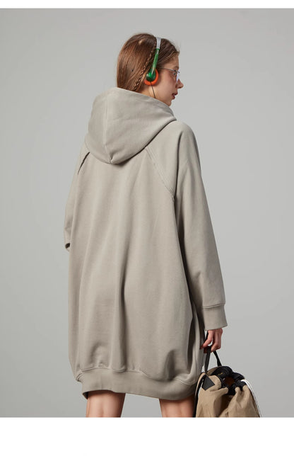 Oversized Raw Edge Hoodie Dress