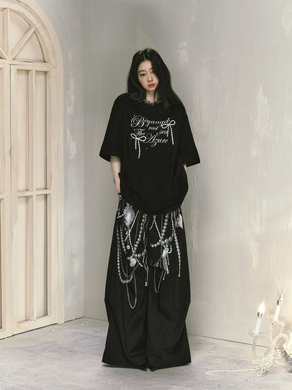 Jewelry Print Floor-Length Wide Leg Pants