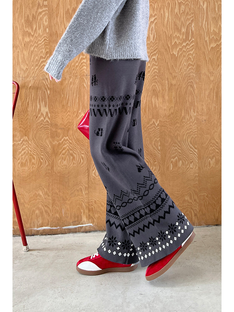 Fair Isle Knit Trousers With Playful Pattern