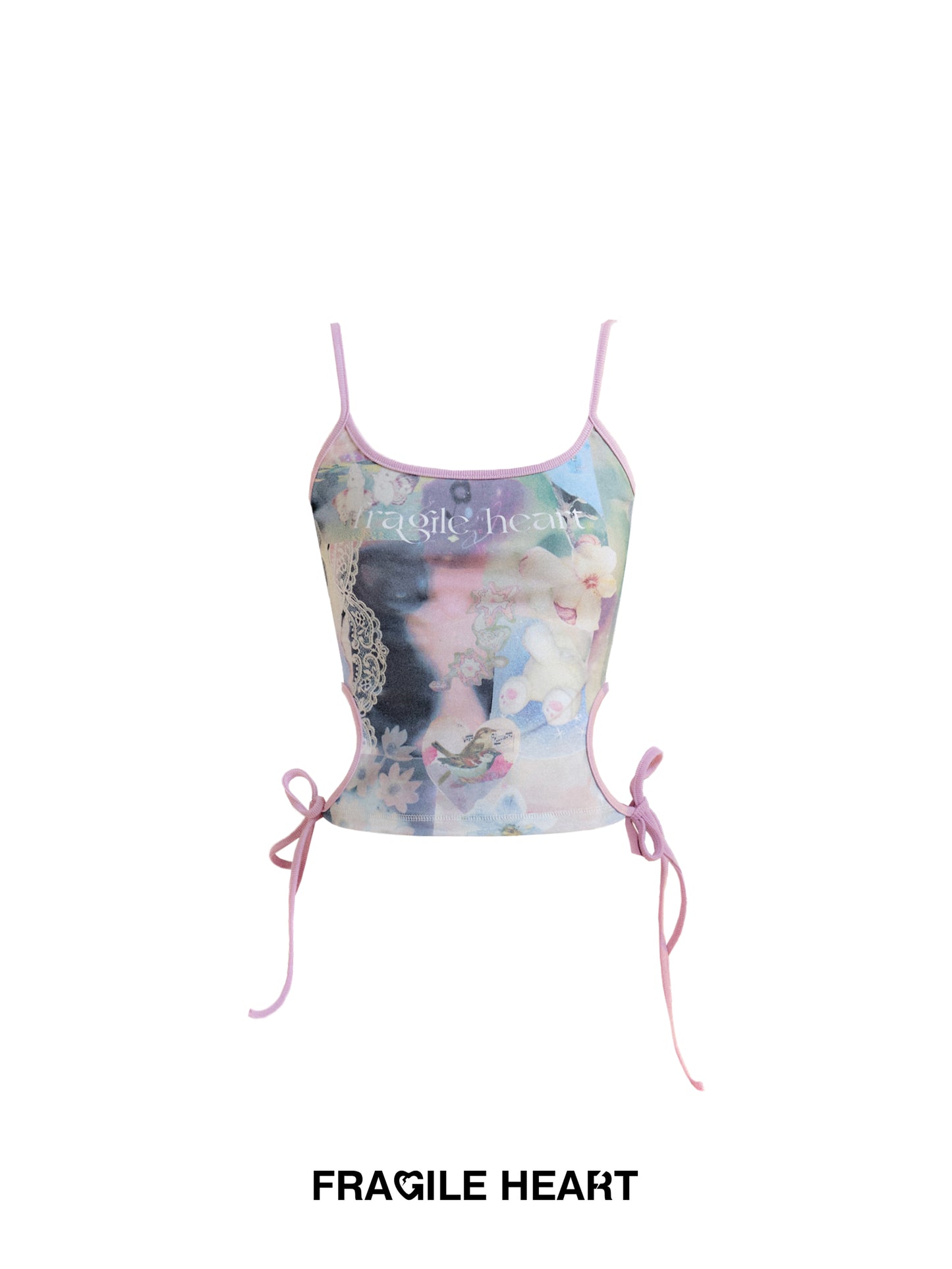 Dreamy Collage Print Side Tie Camisole Top