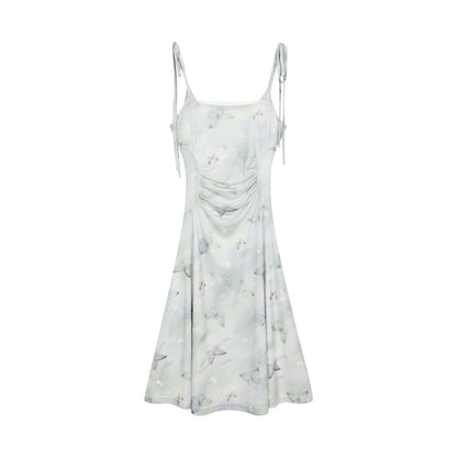 Butterfly Mesh Cami Dress And Flower Necklace