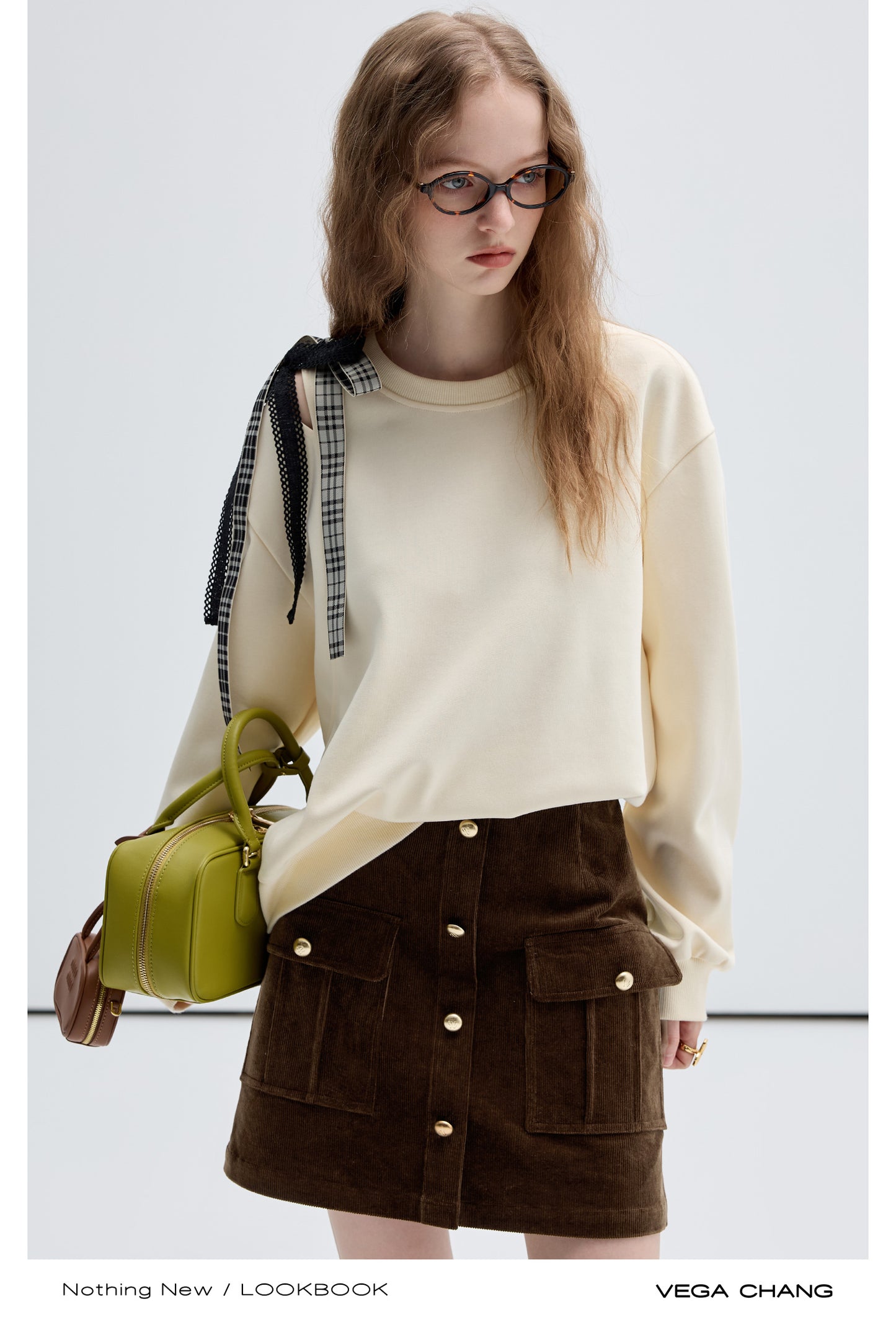 Asymmetric Open Shoulder Sweatshirt With Ribbons