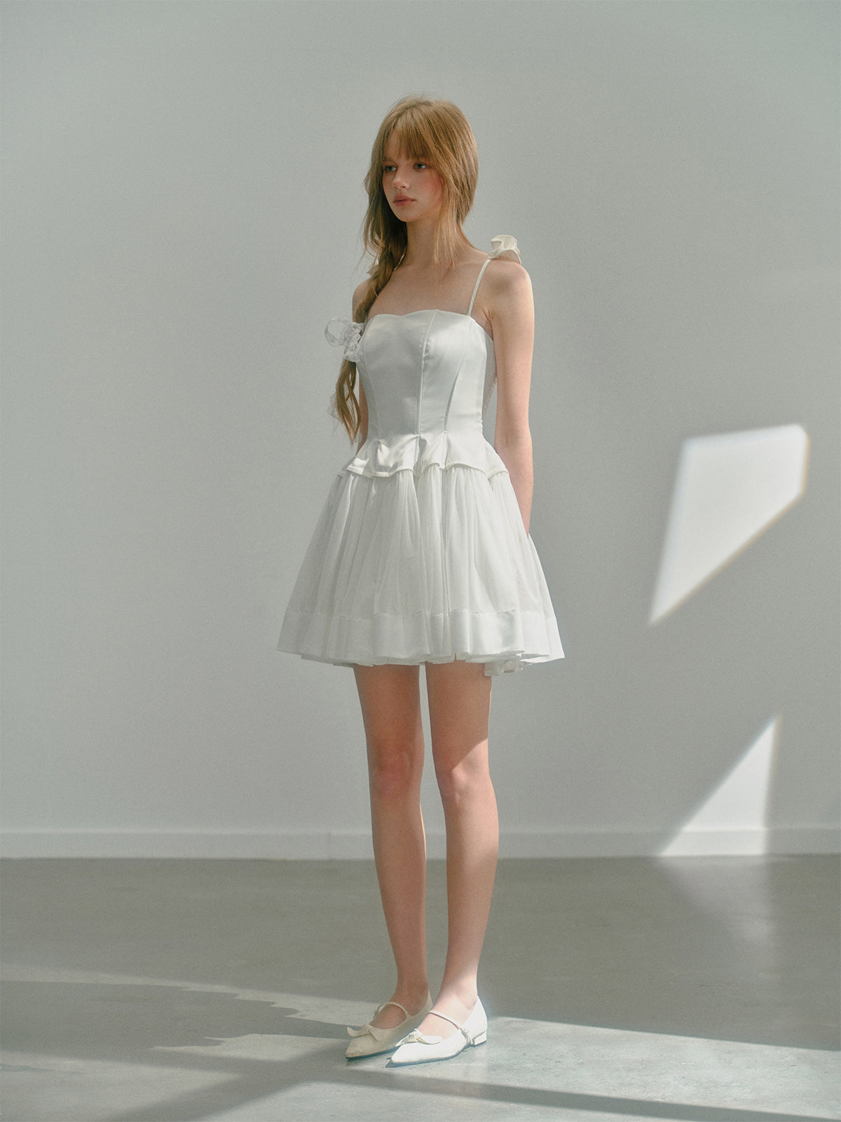 Elegant Frilled Spaghetti Strap Ballet Style Dress