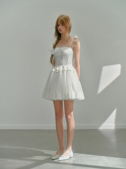 Elegant Frilled Spaghetti Strap Ballet Style Dress