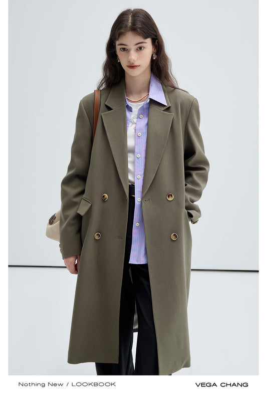 Double Breasted Long Blazer Coat