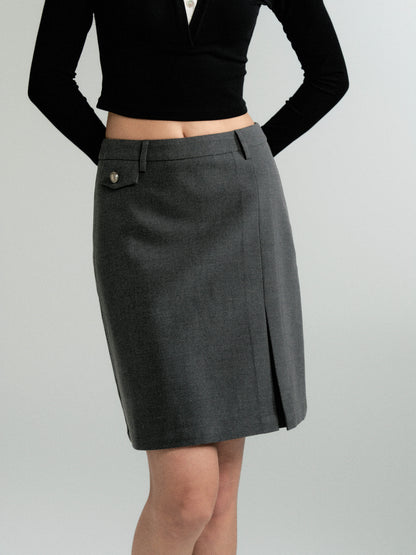 Old Money Style Slit Short Skirt