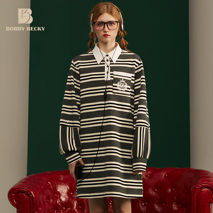 College Style Contrast Rugby Shirt Dress