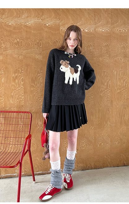 Soft Jacquard Puppy Sweater & Panda Knit Cardigan