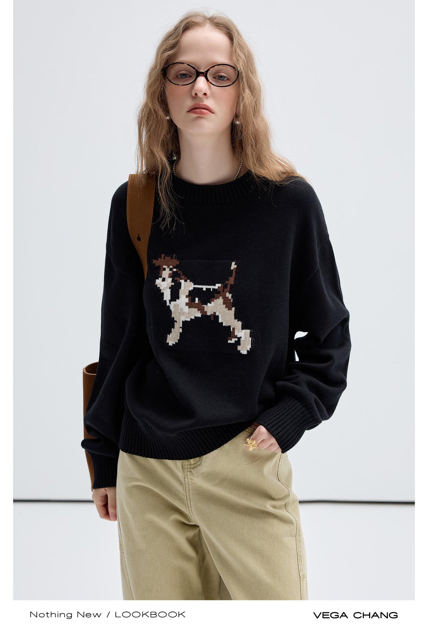 Relaxed Fit Jacquard Dog Sweater