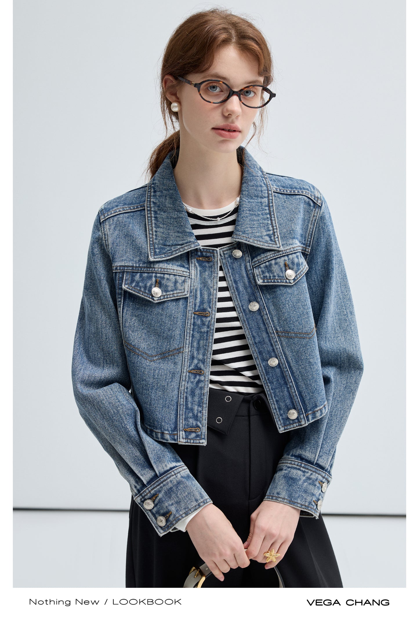 Cropped Classic Washed Denim Jacket