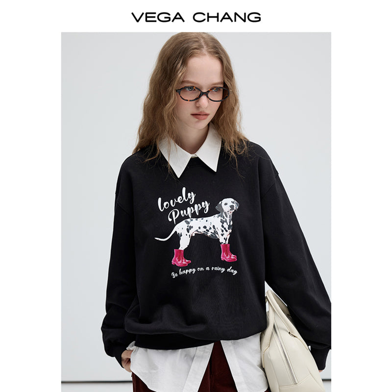 Dog In Boots Print Relax Fit Cotton Sweatshirt