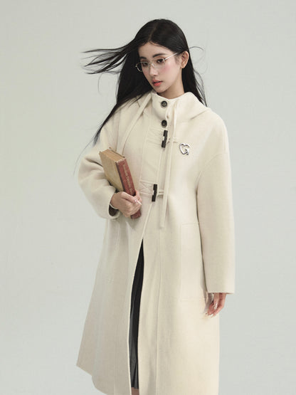 Preppy Style Cashmere Wool Blend Double Duffle Coat