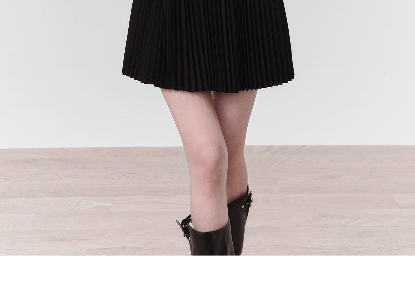 High Waist Pleated Silky Twill Short Dress With Wide Straps