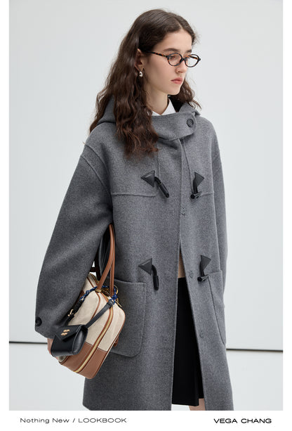 Wool Blend Duffle Coat With Double Closure