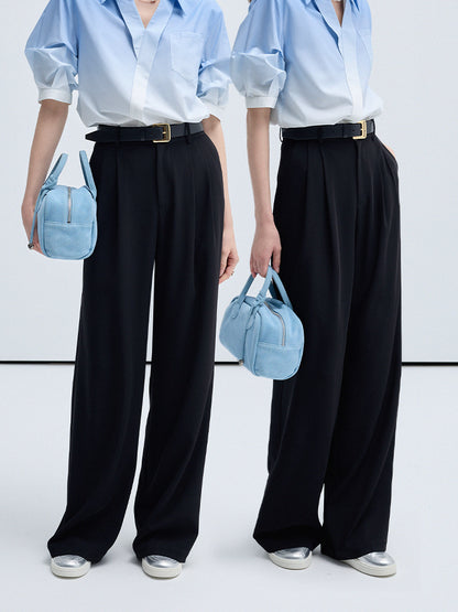 Open Collar Shirts And Straight Flowy Trousers