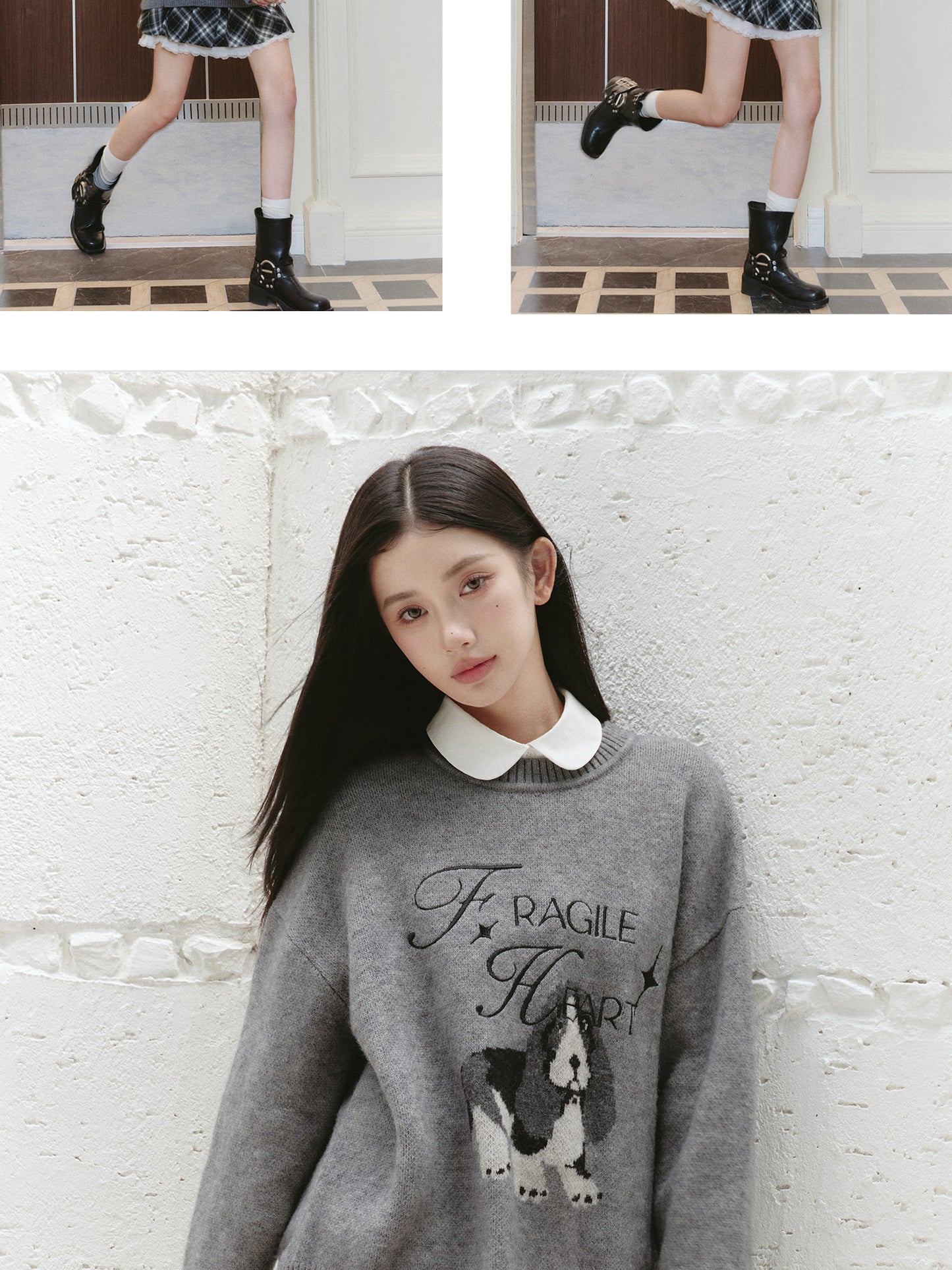 Dog Motif Jacquard Knit Pullover