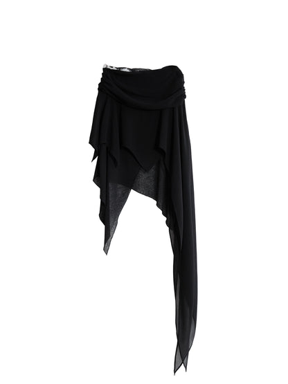 Versatile Asymmetric Draped Flowing Chiffon Skirt