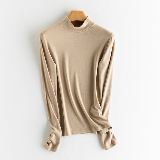 Cashmere Blend Slim Fit High Neck Knit Top