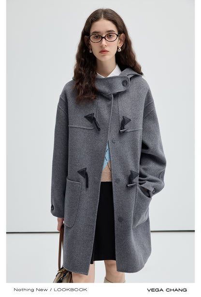 Wool Blend Duffle Coat With Double Closure