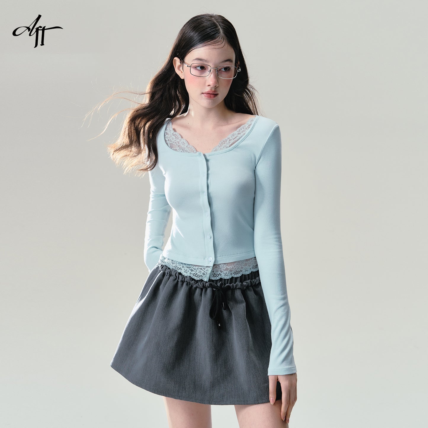 Ballet Style Lace Trimmed Cotton Blend Cardigan