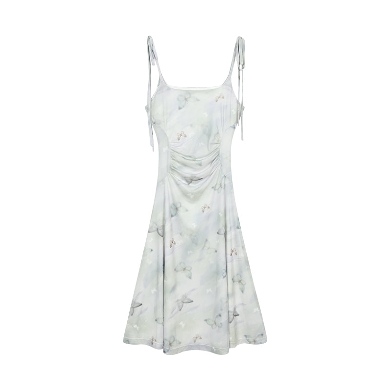 Butterfly Mesh Cami Dress And Flower Necklace