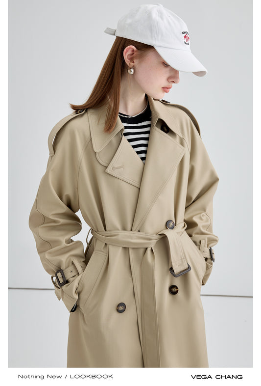 Classic Double-Breast Belted Trench Coat